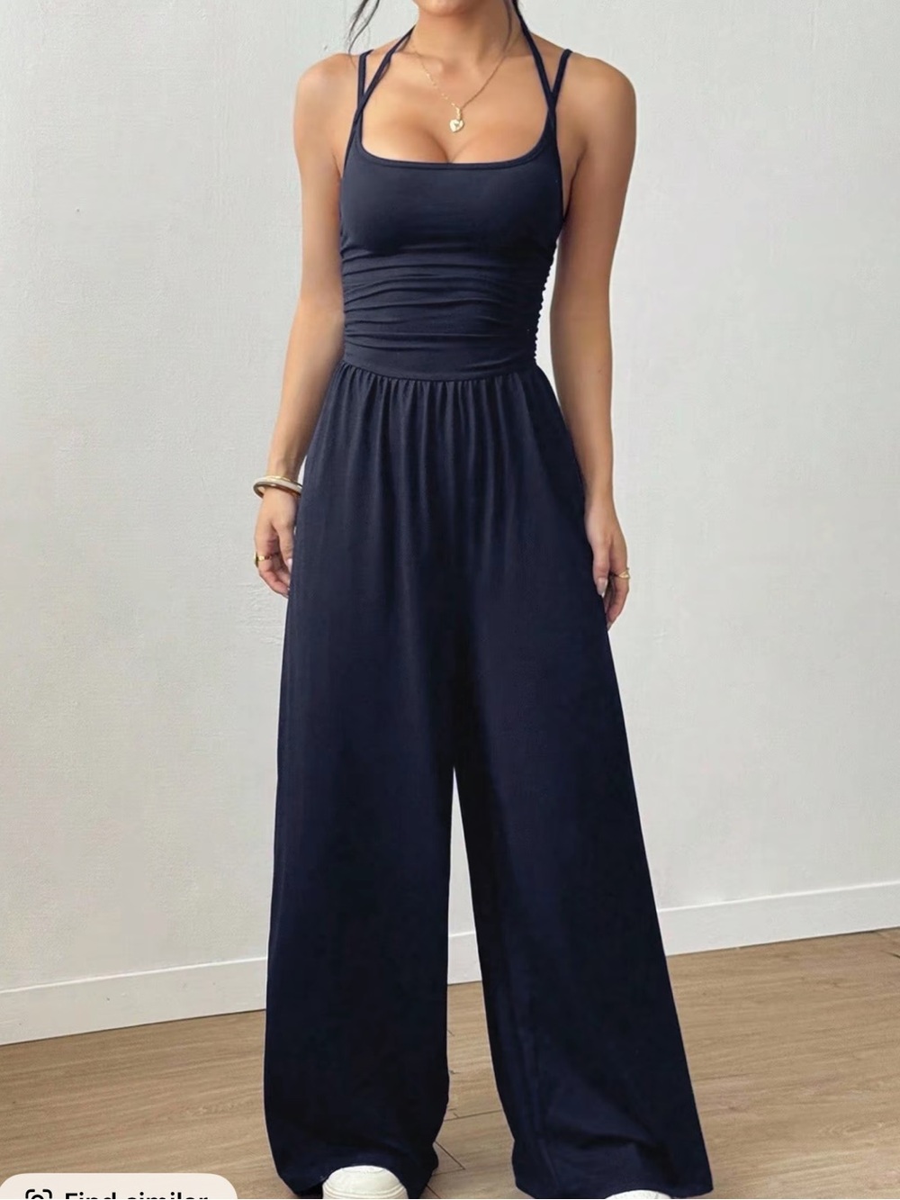 Women's Navy Wide-Leg Jumpsuit with Strappy Back. NWOT. SIZES S, M & L